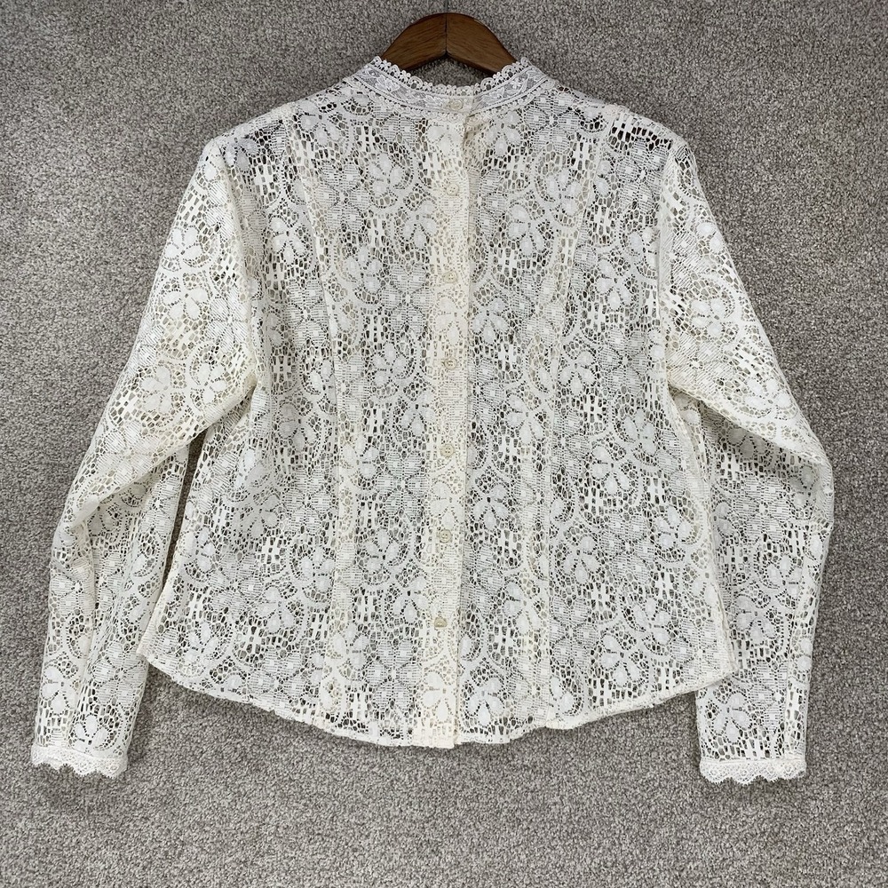 Edwardian Style Lace Top M? Coquette Whimsigoth Sheer Button Up Victorian - Picture 3 of 3